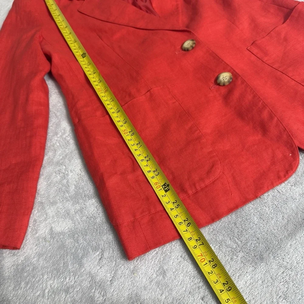 Talbots Petites 100% Irish Linen Skirt Suit Red Blazer 2P Skirt 4 Classic Set